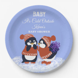 Plato De Papel Penguin Winter Snow Birthday Baby Shower Cold 