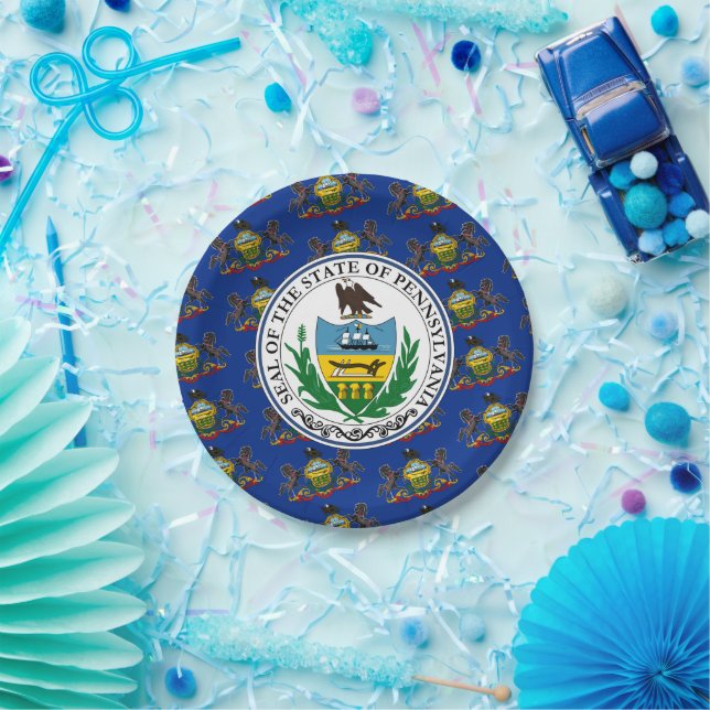 Plato De Papel Pennsylvanian Flag & Seal, Pennsylvania (Fiesta)