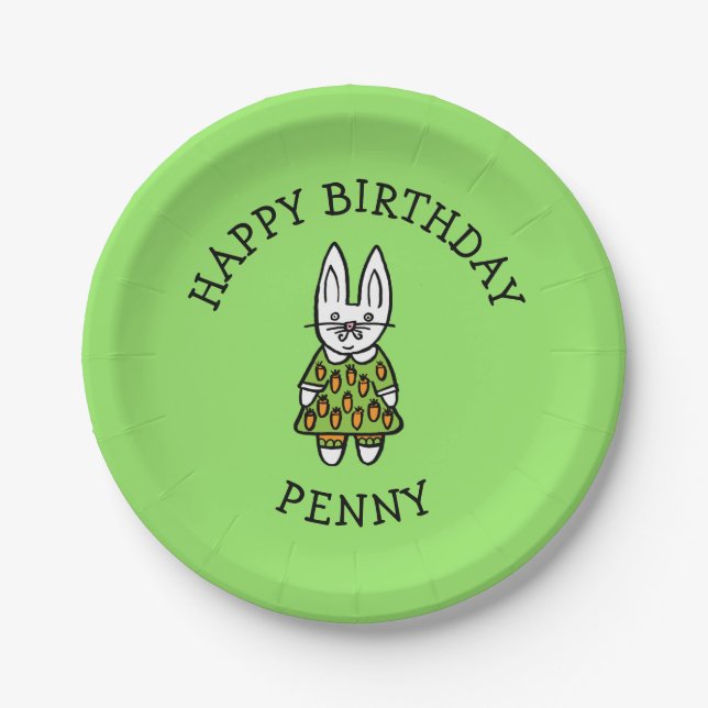 Plato De Papel Penny el conejo personalizado (Anverso)