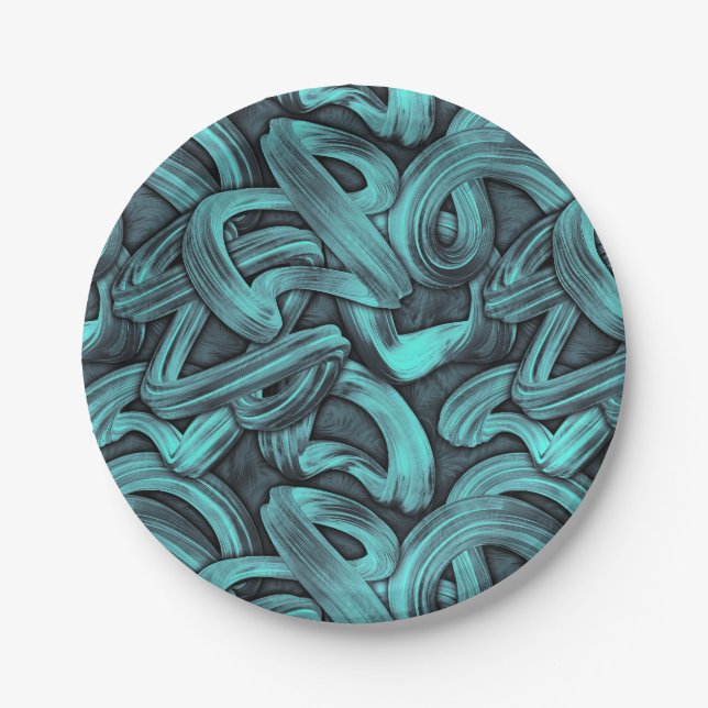 Plato De Papel pensamiento profundo - negro y verde azulado: (Anverso)