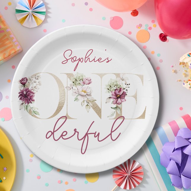 Plato De Papel peonatos rosados onemaravillosas acuarelas de cump (Subido por el creador)