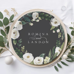 Plato De Papel Peonía blanca   Boda de guirnaldas florales person