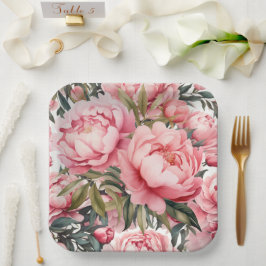 Plato De Papel Peonía Rosa 