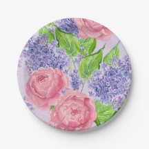 peonías acuarelas y lilacas