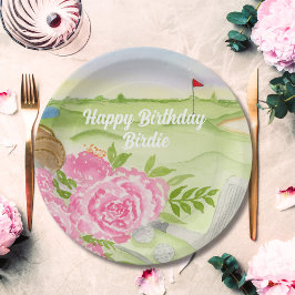 Plato De Papel Peonías personalizadas de feliz cumpleaños en camp
