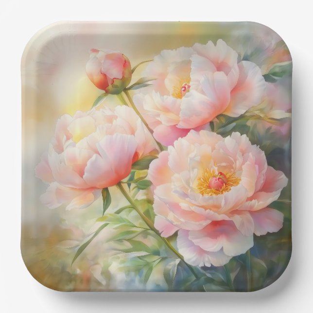 Plato De Papel Peonies (Anverso)