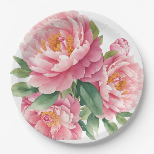 Plato De Papel Peonies (Anverso)