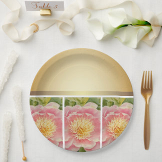 Plato De Papel Peonies en fila - Placa de papel