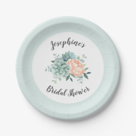 Plato De Papel Peony Succulent Floral Watercolor Bridal Shower