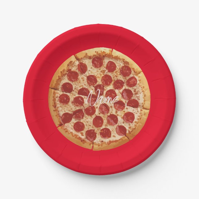 Plato De Papel Pepperoni Pizza Thunder_Cove (Anverso)