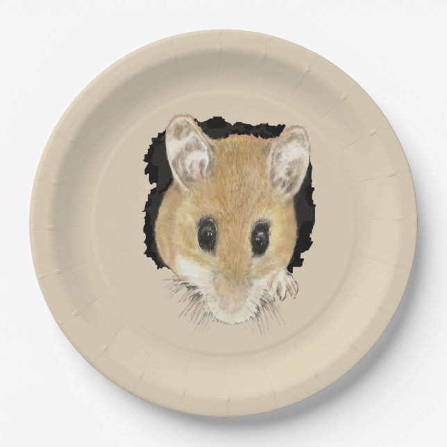 Plato De Papel Pequeña acuarela Mascota Pocket Mouse Arte Animal (Anverso)