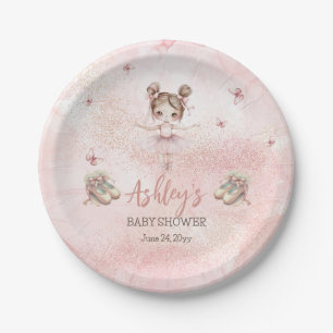 Plato De Papel Pequeña balerina rosada tutu Chica Baby Shower