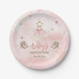 Plato De Papel Pequeña balerina rosada tutu Chica Baby Shower