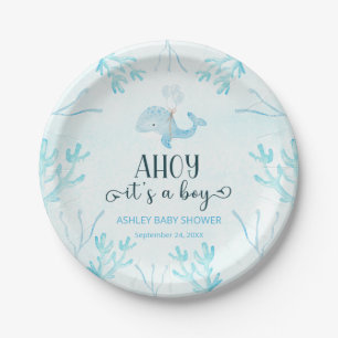 Plato De Papel Pequeña ballena pequeña ducha de bebé Papel Placa