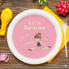 Plato De Papel Pequeña Ballerina Chicas de ballet rosa Nombre Fie