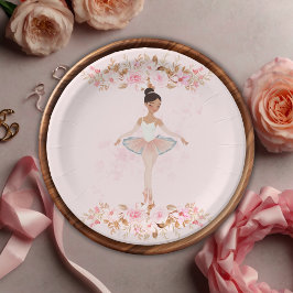 Plato De Papel Pequeña Ballerina moderna y elegante Foto Baby Sho
