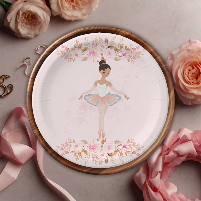 Plato De Papel Pequeña Ballerina moderna y elegante Foto Baby Sho (Subido por el creador)