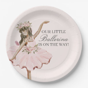 Plato De Papel Pequeña Ballerina Rosa Placa Decoración Fiesta Bal