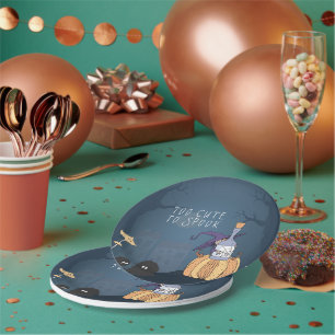 Plato De Papel Pequeña Bruja   Fiesta de Halloween Personalizada