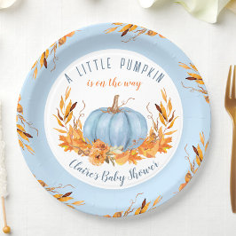 Plato De Papel Pequeña Calabaza Azul Caída Otoño Niño de Otoño Ba