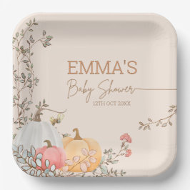 Plato De Papel Pequeña Calabaza Cae en el otoño de Baby Shower