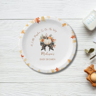 Plato De Papel Pequeña Calabaza Cae Floral Baby Shower y tocado