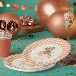 Plato De Papel Pequeña Calabaza Cuesta Caída Teddy Bear Baby Show