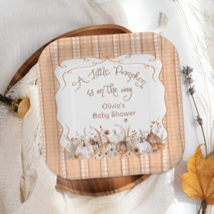 Plato De Papel Pequeña calabaza en el camino a la Baby Shower flo