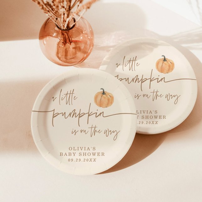Plato De Papel Pequeña Calabaza En El Camino Cae En Baby Shower (Subido por el creador)