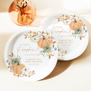 Plato De Papel Pequeña Calabaza En El Camino Cae En Baby Shower