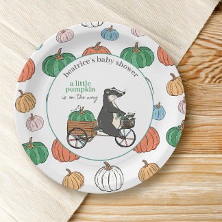 Plato De Papel Pequeña calabaza en el colorido Baby Shower