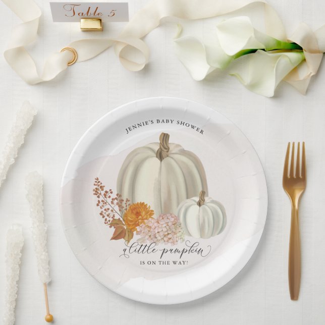 Plato De Papel Pequeña calabaza en la forma en que Baby Shower se (Boda)