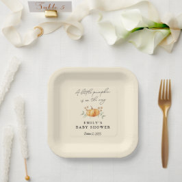 Plato De Papel Pequeña calabaza Floral Neutral Baby Shower