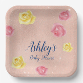 Plato De Papel Pequeña Calabaza Floral Rosa Placa de papel Baby S