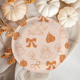 Plato De Papel Pequeña calabaza naranja con mano Ducha bebé