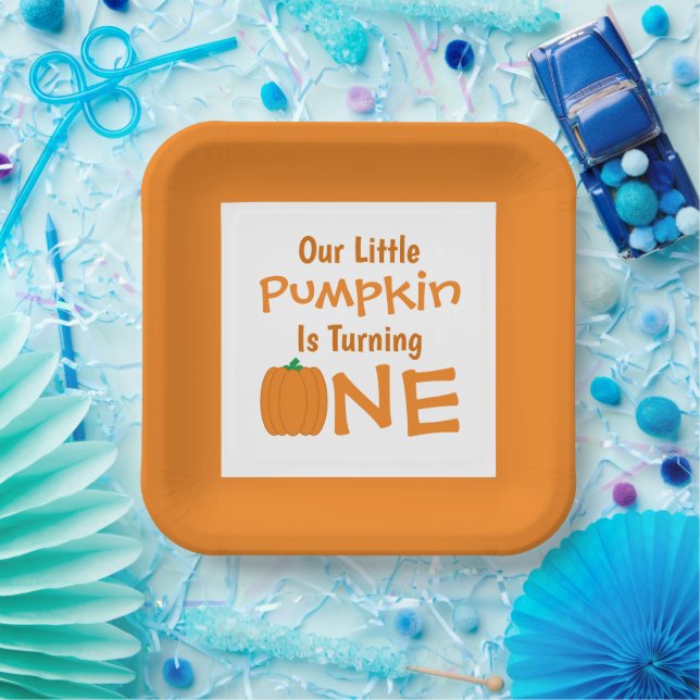 Plato De Papel Pequeña Calabaza Placa de papel de cumpleaños (Fiesta)