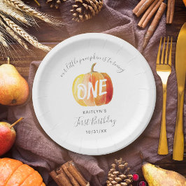 Plato De Papel Pequeña Calabaza Primer Cumpleaños