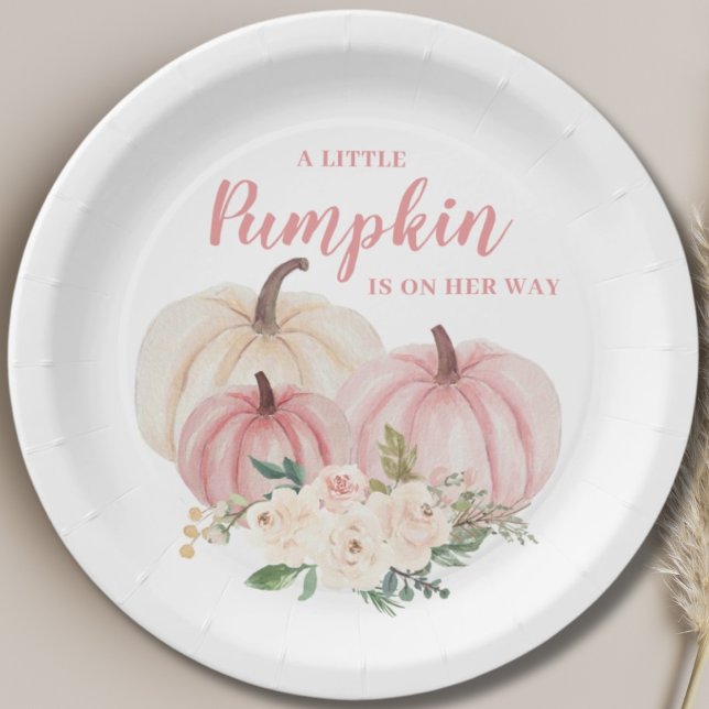 Plato De Papel Pequeña Calabaza Rosa Chica Baby Shower (Subido por el creador)