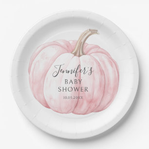 Plato De Papel Pequeña calabaza rosa lindo boho bebé ducha