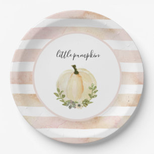Plato De Papel Pequeña Calabaza Rosada Placa Rústica Caída Bab