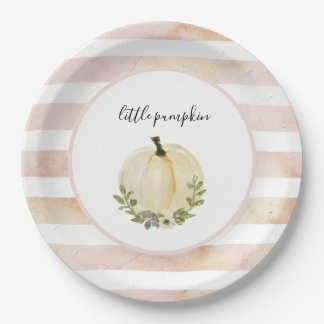 Plato De Papel Pequeña Calabaza Rosada Placa Rústica Caída Baby S