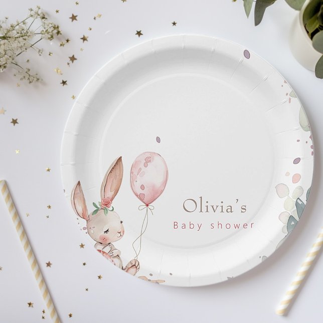 Plato De Papel pequeña conejita floral con ducha de bebé (Subido por el creador)