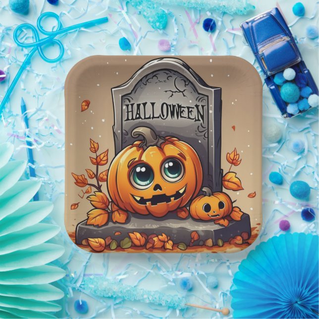 Plato De Papel Pequeña cosecha de Halloween (Fiesta)
