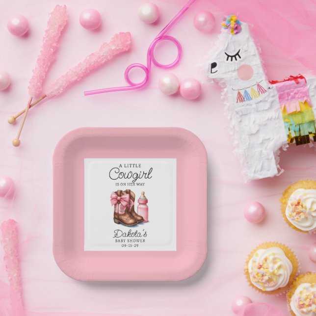 Plato De Papel Pequeña Cowgirl Pink Wester Rodeo Papeles (Fiesta)