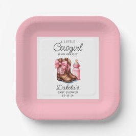 Plato De Papel Pequeña Cowgirl Pink Wester Rodeo Papeles