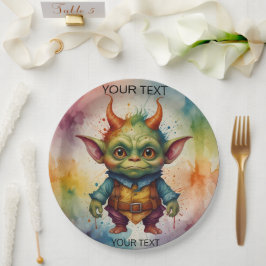 Plato De Papel Pequeña criaturita alegre y divertida