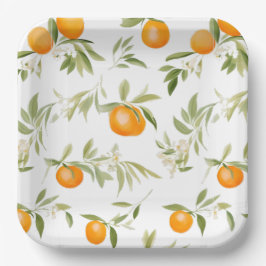 Plato De Papel Pequeña Cutie En El Camino Del Naranja Citrus Baby