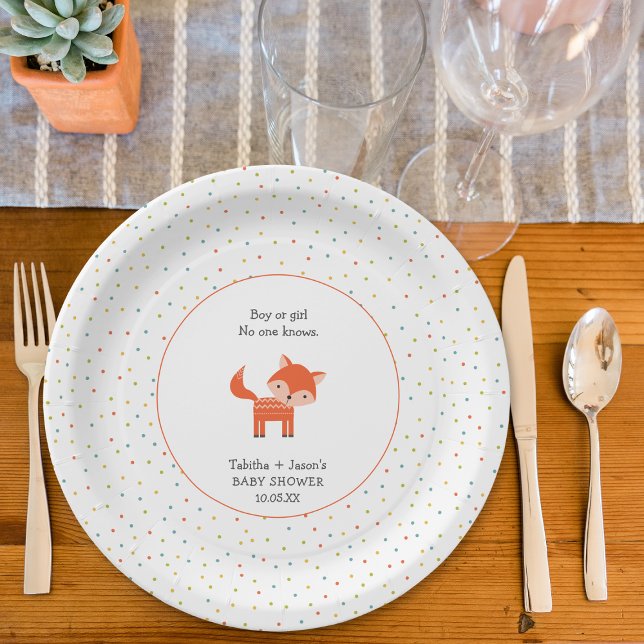 Plato De Papel Pequeña ducha de bebé Fox (Subido por el creador)
