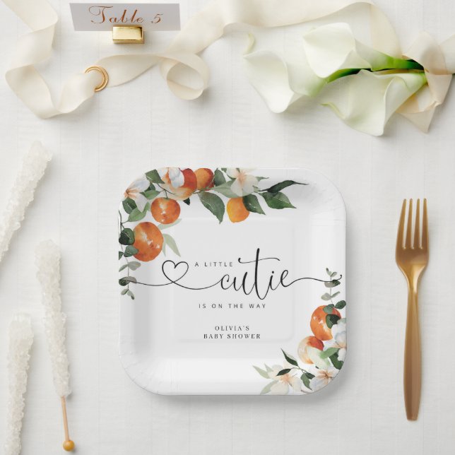 Plato De Papel Pequeña ducha de cítricos (Boda)