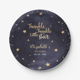 Plato De Papel Pequeña estrella Twinkle con una ducha de bebé neu